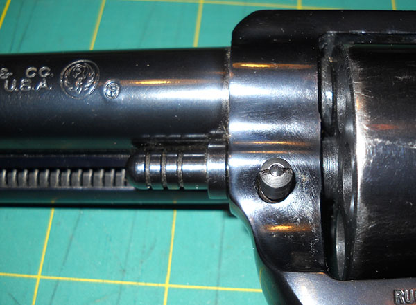 detail, Super Blackhawk cylinder axis pin catch